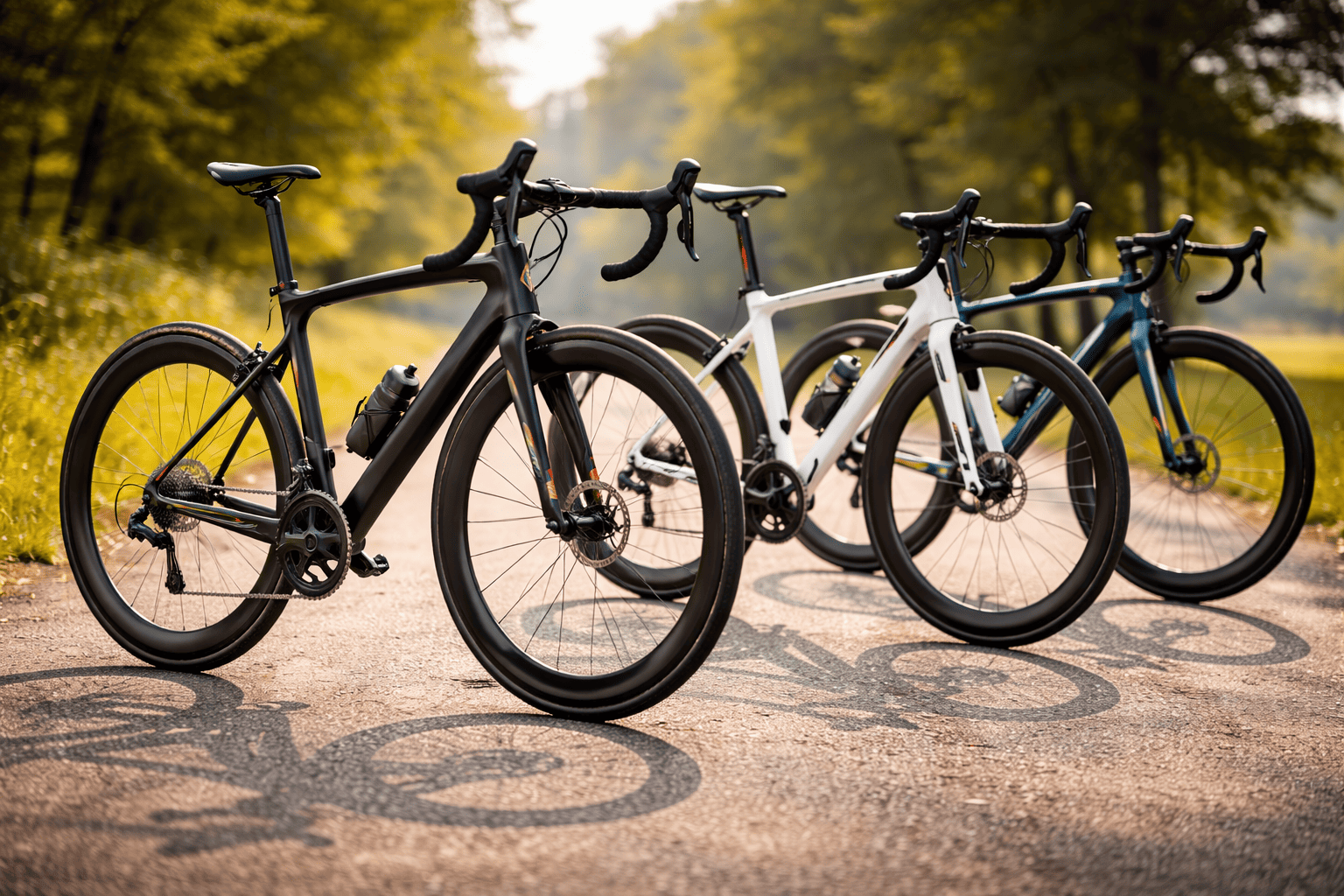 High-end racefietsen in gouden licht
